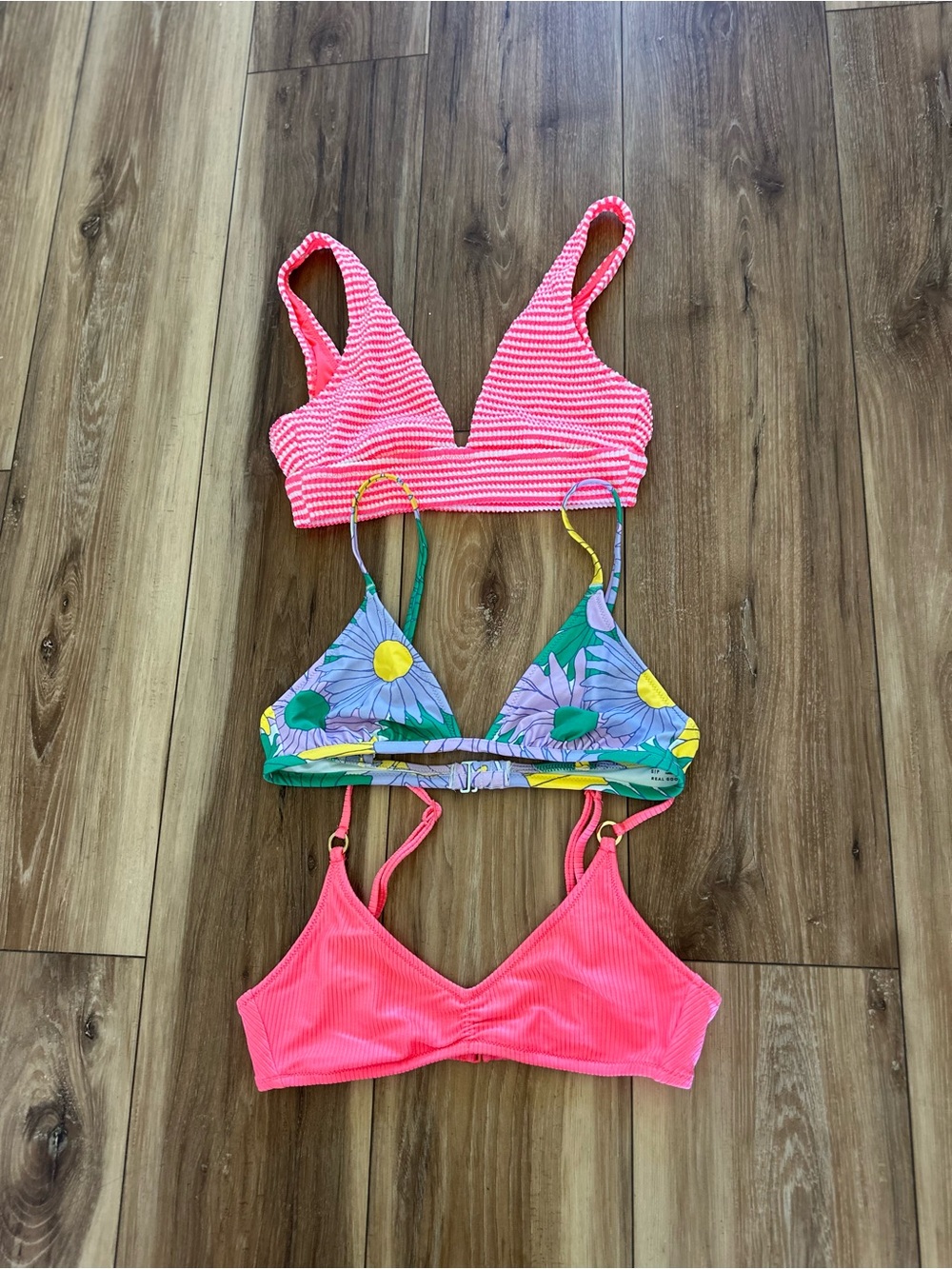Aerie womens (3) Floral & Neon Bikini Tops size small